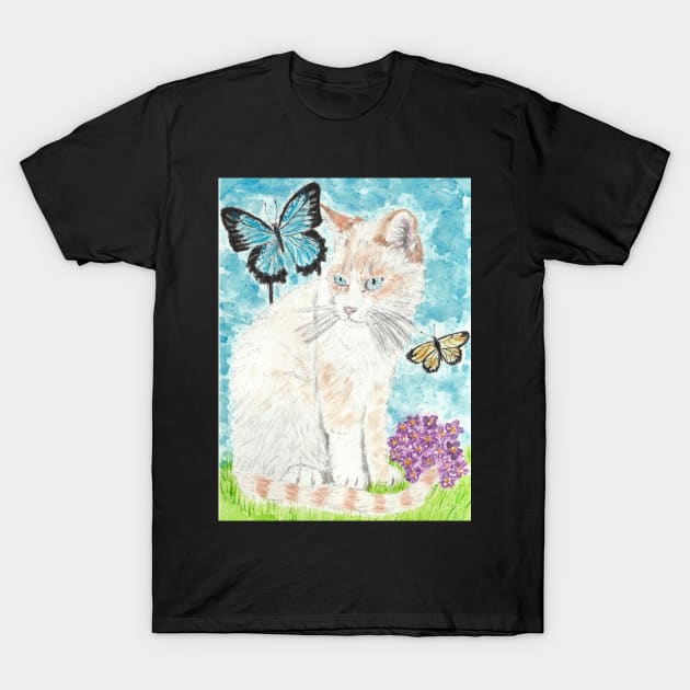 Cute cat butterflies T-Shirt by SamsArtworks